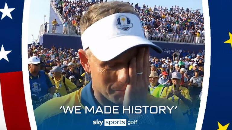 Donald was overcome with emotion after leading Team Europe to a sensational victory