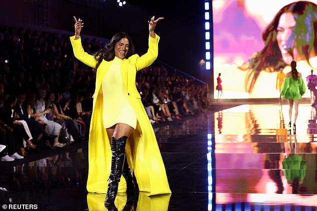 She's no lemon: Ashley Graham caught the eye in a vibrant yellow outfit on Sunday evening