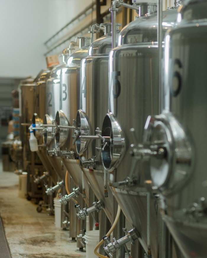 A row of steel vats at Callister’s