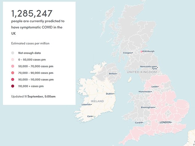 Around 1.2million Brits were infected with the virus in the week to September 10, according to data from the ZOE Covid study