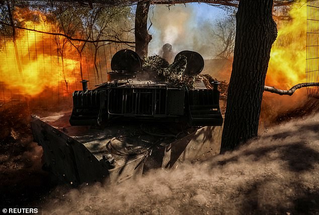 Until now, has been a staunch supporter of Ukraine since Russia invaded last February, donating arms and opening the borders for refugees fleeing the war. Pictured: Ukrainian servicemen fire a 2S1 Gvozdika self propelled howitzer towards Russian troops, September 26