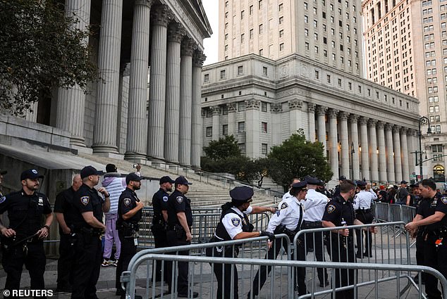 Downtown Manhattan was swarming with cops and the media on Monday morning as Donald Trump prepared to face a judge in his $250million civil fraud trial