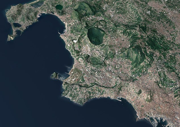 The Campi Flegrei are seen in this satellite image