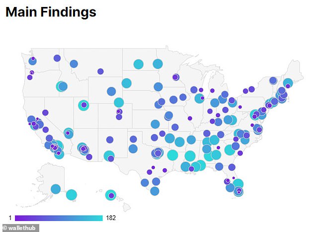 This map shows where the best foodie cities in the U.S. are, according to WalletHub