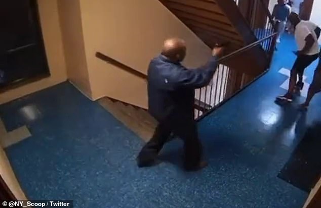 Chilling moment crazed neighbor executes father Bladimy Mathurin and his step-son after noise complaint in hallway of Brooklyn apartment building where Barbra Streisand grew up