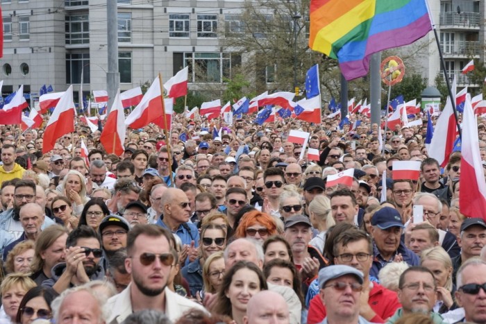 Polish opposition supporters held a massive rally in Warsaw on Sunday