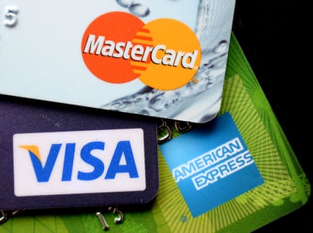 Mastercard, Visa and American Express credit cards