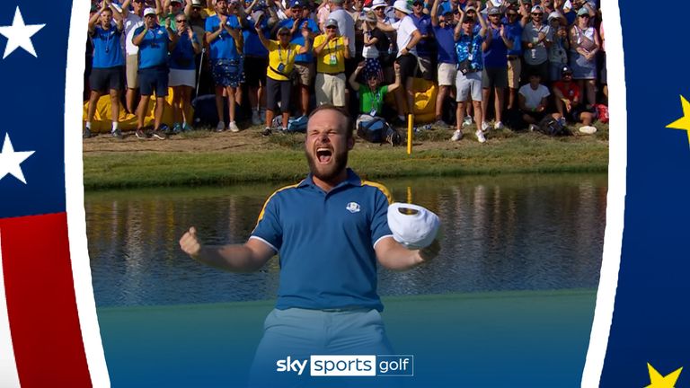 Tyrrell Hatton beat Brian Harman 3&2 as Europe moved within half a point of regaining the Ryder Cup