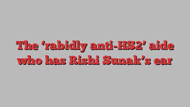 The ‘rabidly anti-HS2’ aide who has Rishi Sunak’s ear