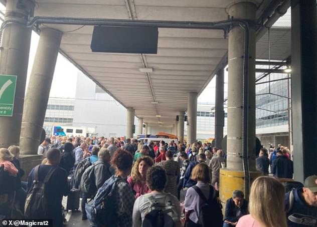 Travel chaos at Gatwick airport after passengers are evacuated from North Terminal ‘due to fire alarm going off’ – with dozens of flights delayed