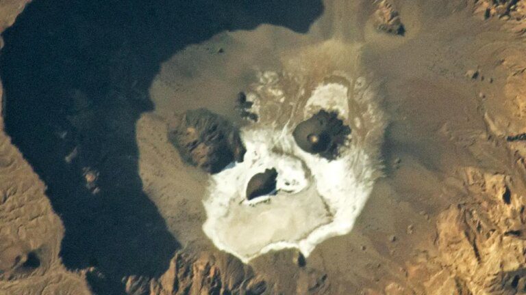 The Ghostly Volcanic Face From Space