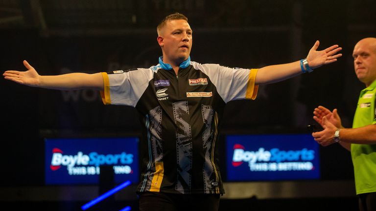 Chris Dobey dumped out Michael van Gerwen at the  World Grand Prix on Thursday