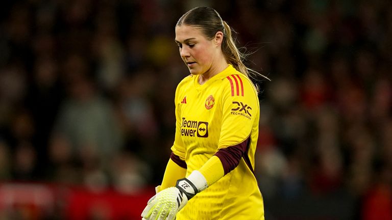 Mary Earps reacts after conceding a third goal