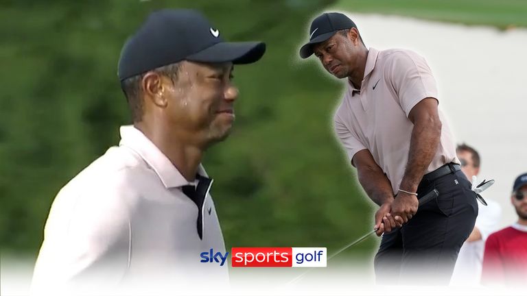 Tiger Woods allowed himself a smile after making an incredible 50-foot birdie putt on his return at the Hero World Challenge.