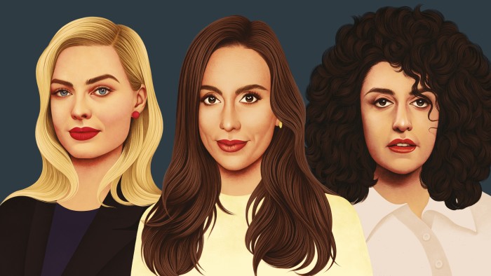 An illustration of Margot Robbie, Mira Murati and Narges Mohammadi