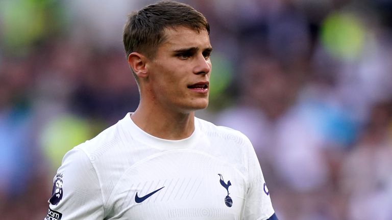 Tottenham Hotspur&#39;s Micky van de Ven during the Premier League match at the Tottenham Hotspur Stadium, London. Picture date: Saturday August 19, 2023.