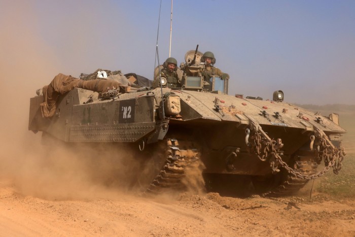 Israeli troops in an armoured personnel carrier