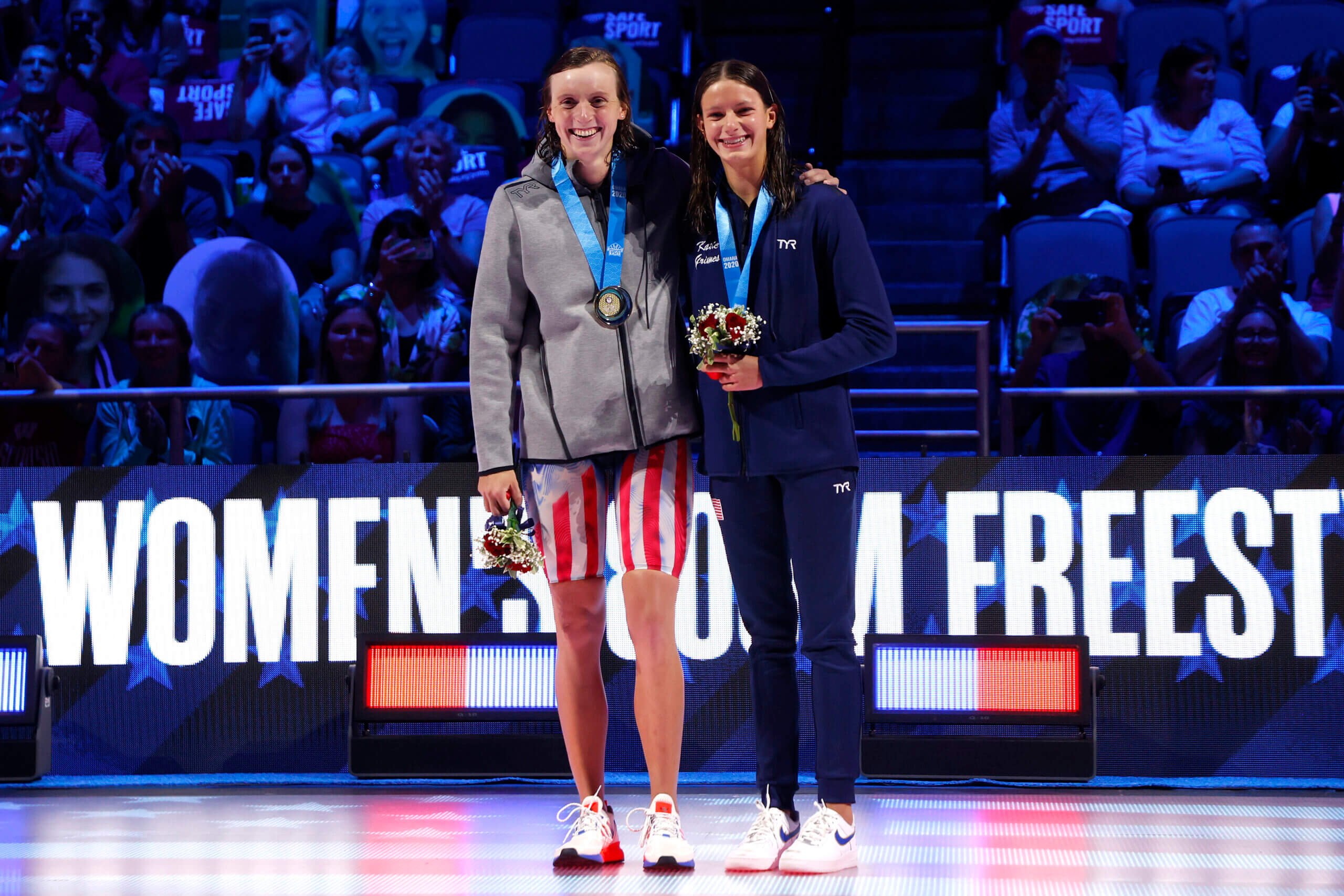 Katie Ledecky and Katie Grimes