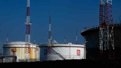 Lukoil fuel storage tanks at Rosenets Port terminal near the city of Burgas, on the Black Sea