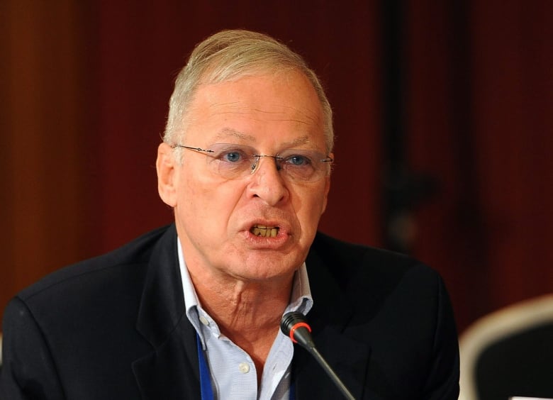 An Israeli journalist speaks at a peace conference.