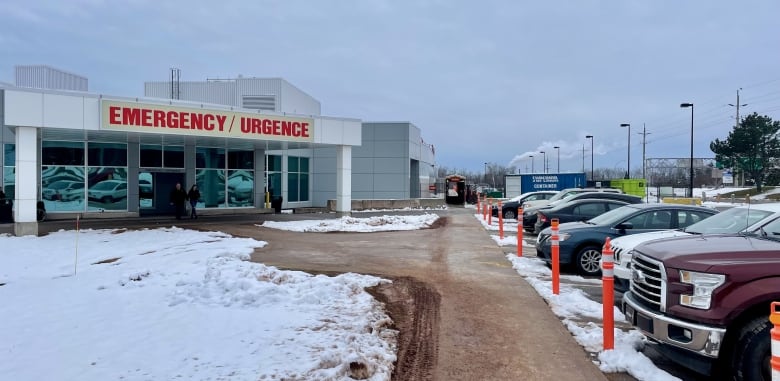 The exterior of a hospital emergency department.