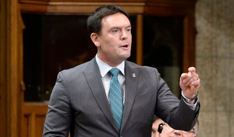 A man in a grey suit speaks in the House of Commons.