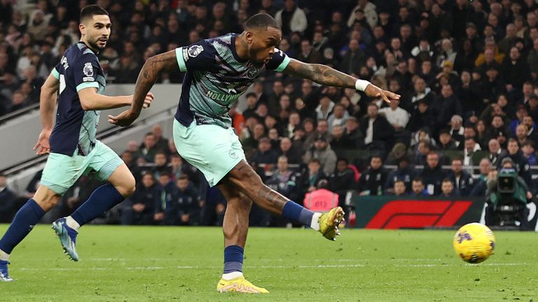 Ivan Toney pulls a goal back for Brentford at Spurs