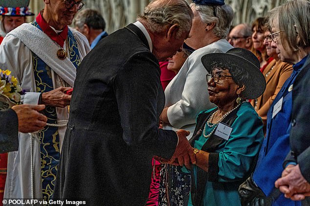 King Charles distributes the Maundy money to 74 men and 74 women, mirroring the age of the monarch, in York Minster last year 2023