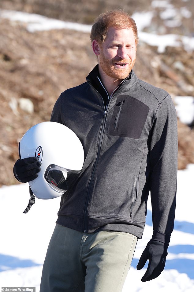 The Duke of Sussex enjoyed not one but two goes around the skeleton track yesterday