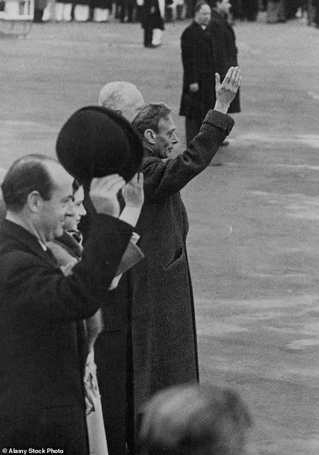 George VI waves his daughter off from London Airport as she embarks on a tour of the Commonwealth, starting with Kenya, on January 31, 1952. It would be the last time they saw each other. The King died at Sandringham a few days later, on February 6