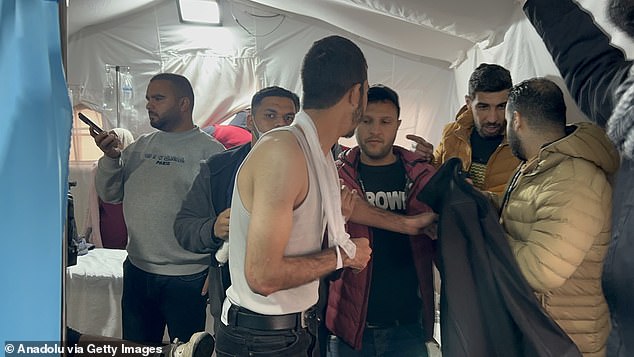 Injured Palestinians are brought to Kuwait Hospital for treatment following Israeli attacks on Rafah City in the south of Gaza on February 15, 2024