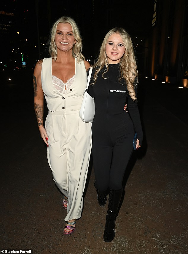 The former Atomic Kitten singer, 43, pictured with the birthday girl, has recently dropped to a dress size six and looked incredible in the eye-catching busty white two-piece