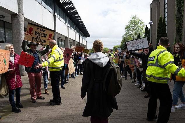 As the situation darkens, archival footage of the Queen is shown urging Brits to come together and stay 'united and resolute' to overcome the virus. But walking out of hospital entrance just weeks later, Dr Henderson is faced with dozens of angry Covid deniers screaming in her face