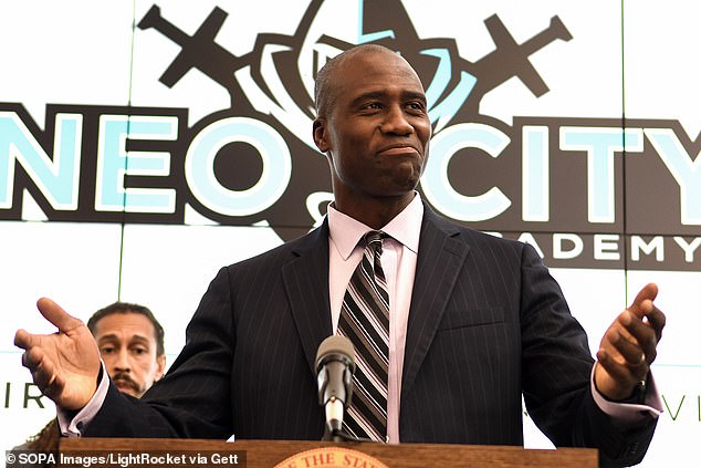 State surgeon general Dr Joseph Ladapo speaking during a press conference at Neo City Academy in Kissimmee, Florida