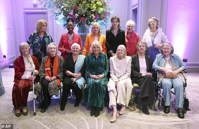 Camilla and the Dames! Queen meets with British acting royalty, including  Judi Dench, Joanna Lumely and Gary Oldman for evening celebrating Shakespeare