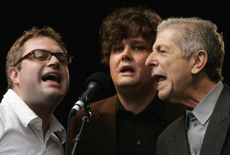 Barenaked Ladies singer Steven Page Ron Sexsmith, middle, and Leonard Cohen sing in a trio