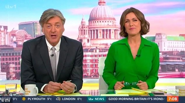 Susanna Reid sends well wishes live on-air to her Good Morning Britain co-star Richard Gaisford after he was rushed to hospital for emergency surgery following a bad infection