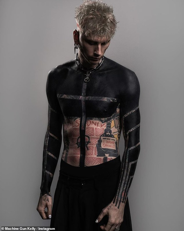 Think before you ink! Dermatologist’s warning over getting full body tattoos as Machine Gun Kelly debuts shocking new artwork covering his entire chest and arms