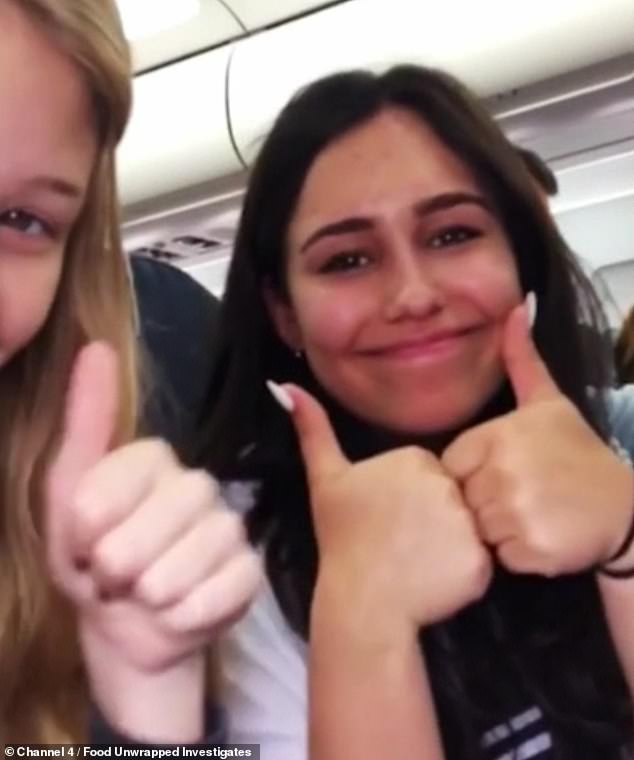 Natasha pictured on a British Airways flight, moments before she died