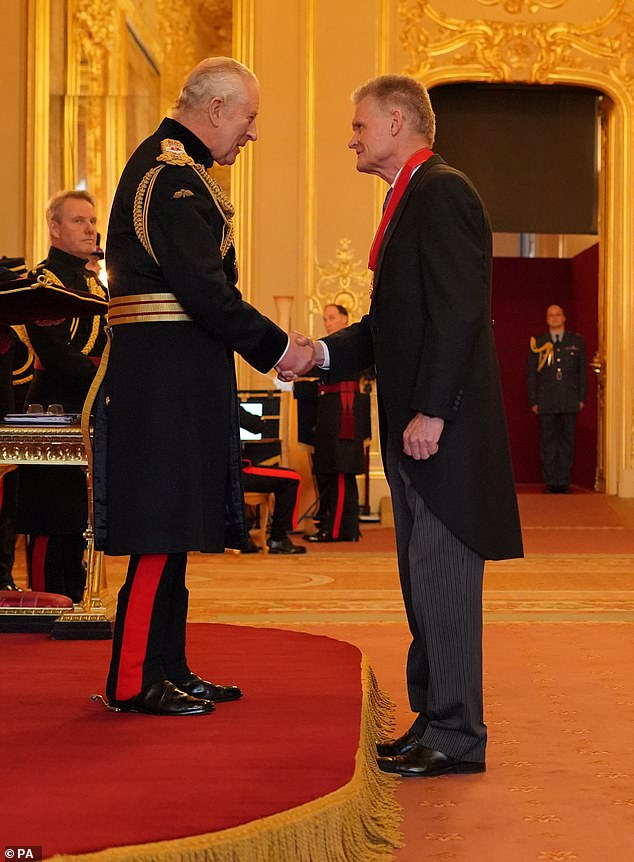 Sir John was also a member of the expert advisory group to the Government’s Vaccine Taskforce, created to speed up research to produce a Covid vaccine. He was among those who helped broker the deal with pharmaceutical giant AstraZeneca to produce the Oxford vaccine — which is estimated to have saved more than six million lives globally in the first year of its roll-out. Pictured, Sir John is made a Companion of Honour by King Charles III at Windsor Castle in December