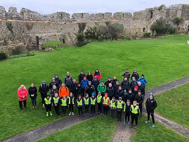 The first stop of the day on the 20-mile route was Manorbier Castle – the venue where Maxwell married his wife Tracey