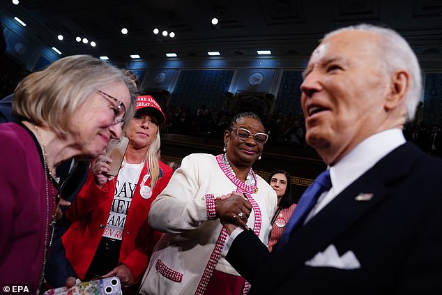 Greene spoke to Biden as he walked into the House chamber to give his State of the Union Address