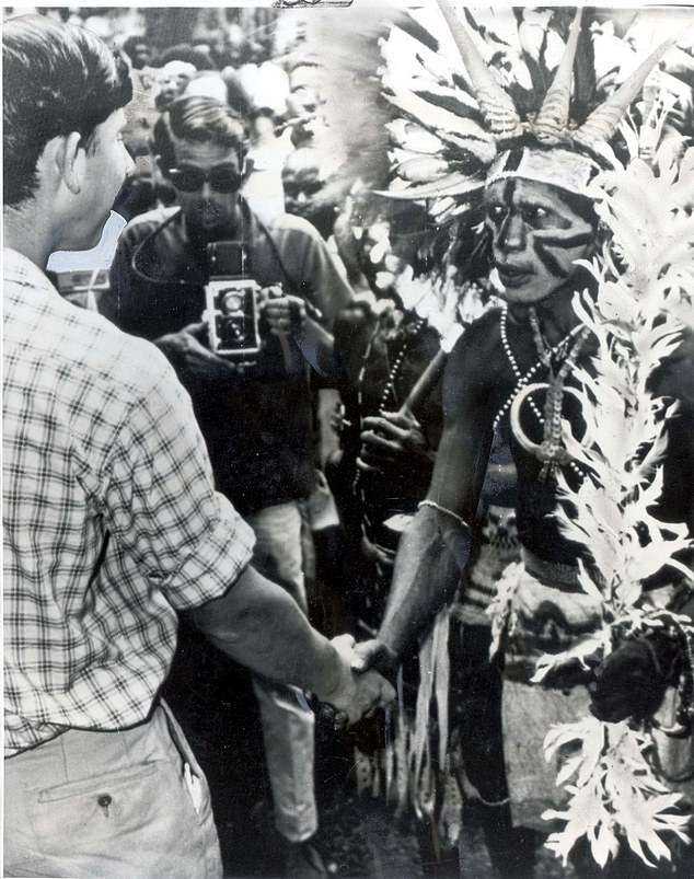 The Prince was in a party of Geelong schoolboys visiting the island of Papua New Guinea