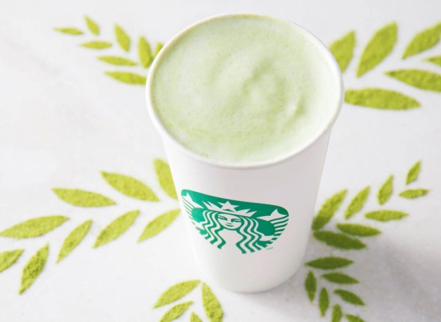 cup of starbucks' matcha soy milk latte