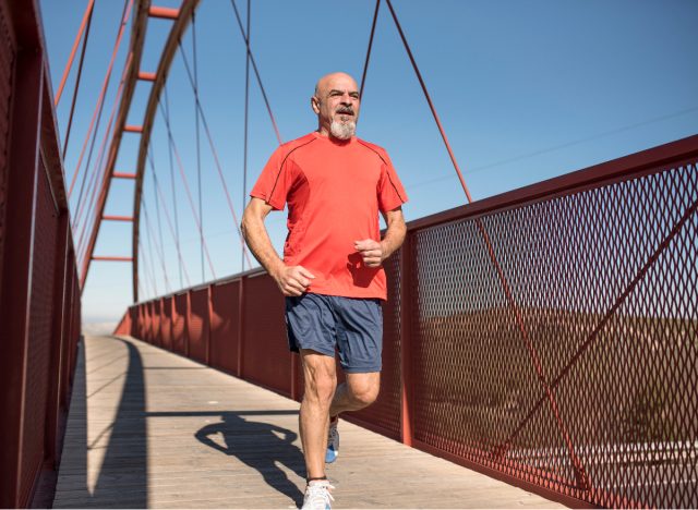 mature man running outdoors, concept of fitness habits that destroy body before 60