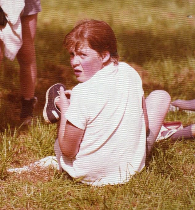 Charles on his very last day at Maidwell in 1977, getting changed by the swimming pool