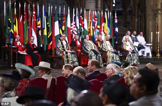 First row from left: Sophie, Duchess of Edinburgh, Prince Edward and Prince William