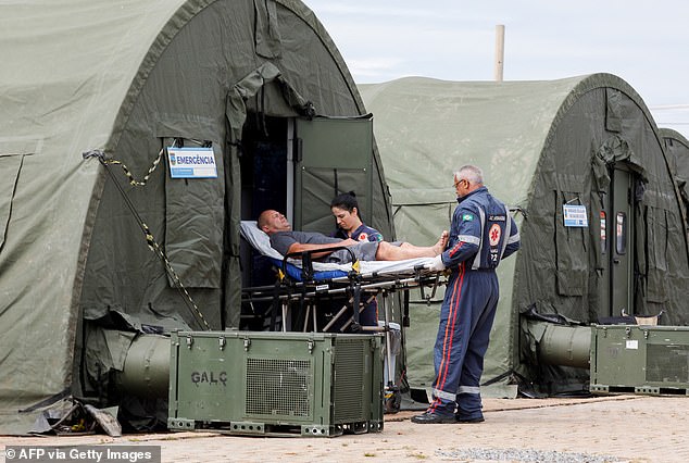 Field hospitals located in strategic spots around Brazilian cities have struggled to keep up with the number of people needing care