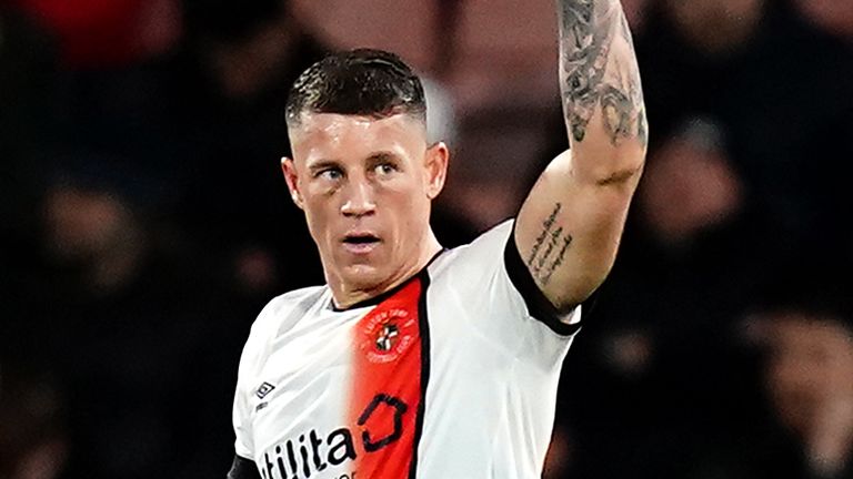 Ross Barkley celebrates scoring Luton's third goal against Bournemouth