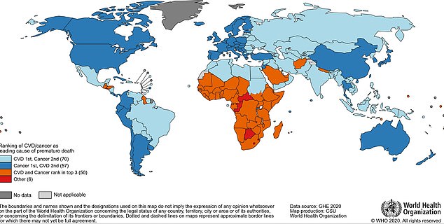 The above shows where cancer is the leading cause of premature death